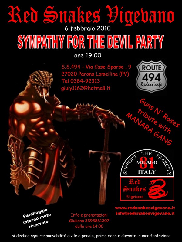 Simpathy For the Devil Party dei Red Snakes a Vigevano
