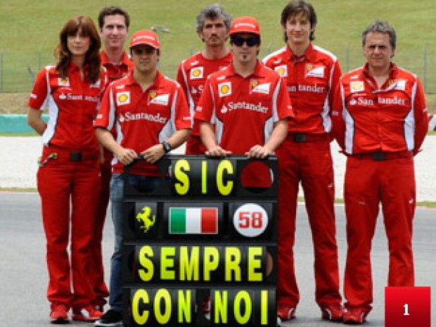 A Sepang la Ferrari ricorda Marco Simoncelli alla curva 11
