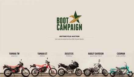 Bruce Willis mette all'asta 5 moto storiche per l'associazione Boot Campaign